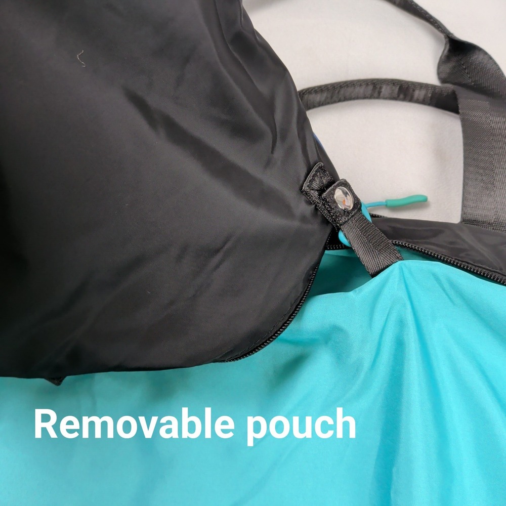 Tommy Bahama Black Packable Tote Bag Teal Interior Removable Pouch Travel - Picture 7 of 8